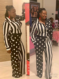 Half Polka Dots/ Half Stripes Jumpsuit - Mz. Sassy E Boutique