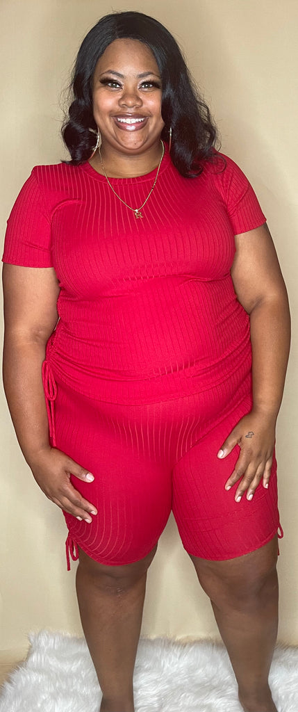 Red ribbed 2 piece set