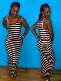Stripe Dress- Mocha - Mz. Sassy E Boutique