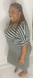Hunter Green & White Stripe Dress - Mz. Sassy E Boutique
