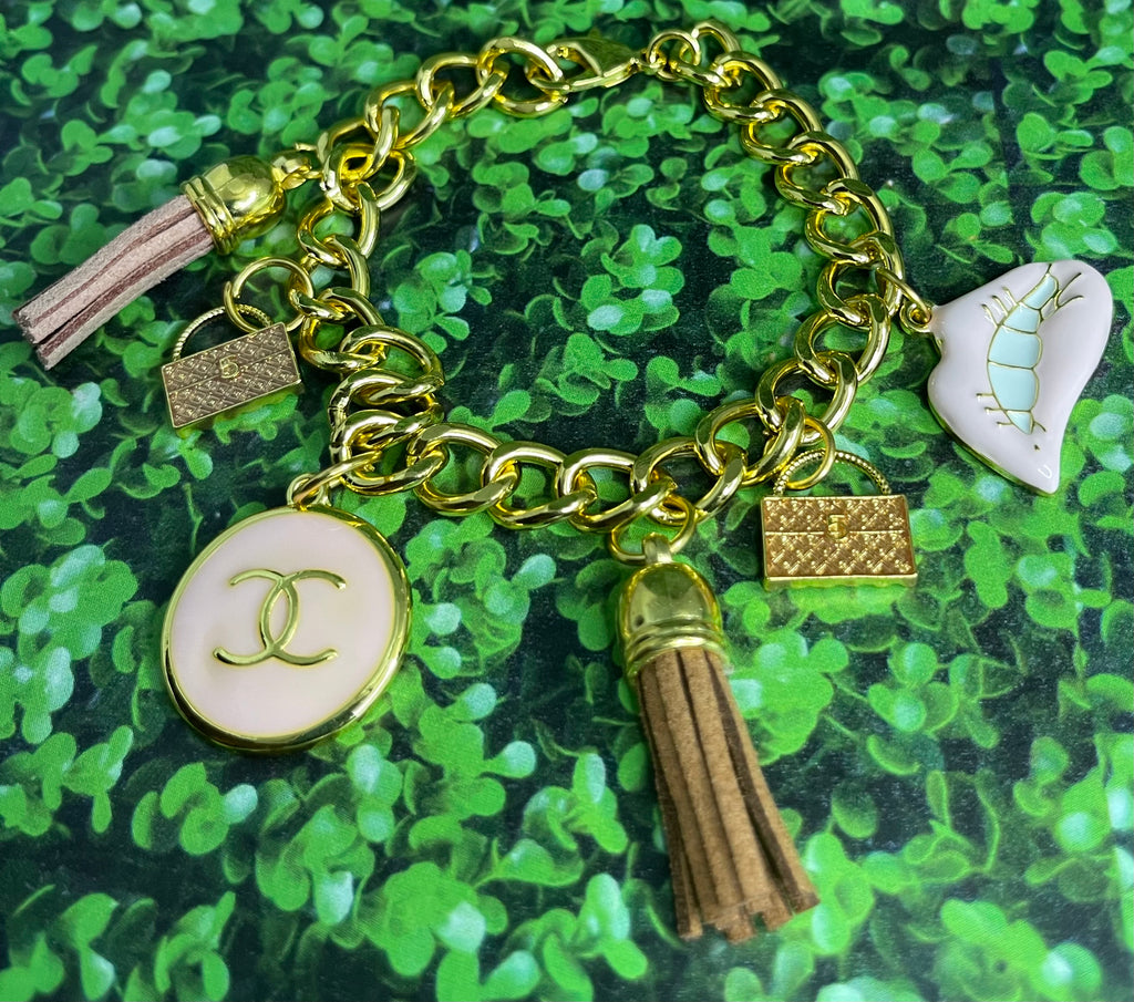 Brown & Pink Sass Charm Bracelet (Gold) - Mz. Sassy E Boutique