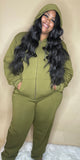 Army Green Zip Up Set