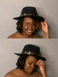 Black fedora Hat with brown buckle - Mz. Sassy E Boutique